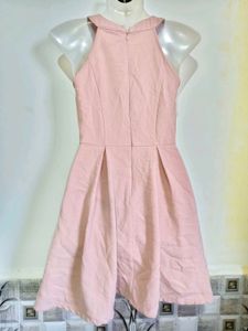 Pink Cross Neckline Dress
