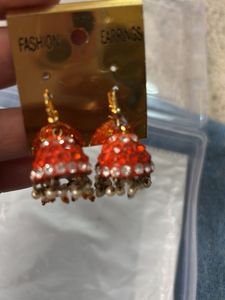 Sparkling orange yellow beads  Jhumka Earrings