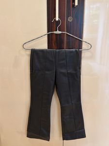 Black Faux Leather Flare Pants