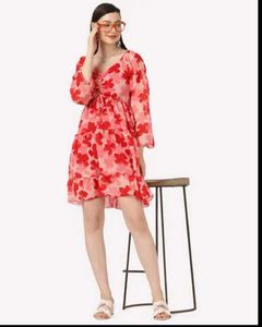 Chic Floral Print V-Neck Mini Dress