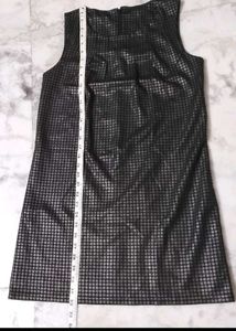 Korean Metallic Grid Print Sleeveless Dress