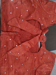 Red Mirror Work Blouse