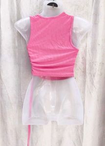 I. Chic Pink Ribbed Cutout Tank Top