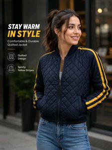 Stylish Navy Blue Quilted Jacket 🧥