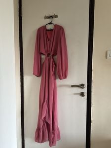 Chic Pink Cut-Out Maxi Dress