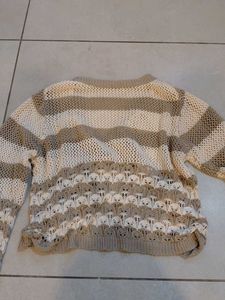 Striped Open Knit Cardigan