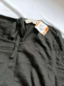Dark Gray Lace Trim Tunic sweater