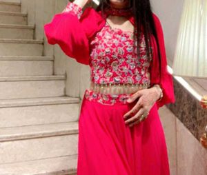Stunning Red Embroidered Lehenga Choli Set