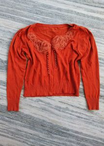 Orange Floral Cardigan
