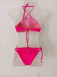Hot Pink Polka Dot Bikini Set