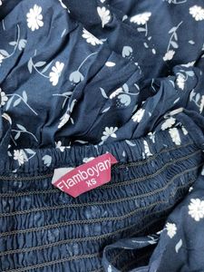 Navy Blue Printed Wrap Dress ( Women)