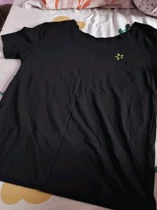 Black T-Shirt with Star Detail