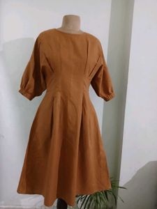 Vintage Style Brown Midi Dress