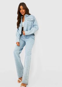 Light Wash Embellished Straight Leg Jea