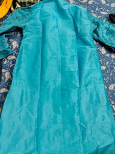 Turquoise Embroidery Mens Kurta
