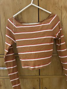Striped Long Sleeve Crop Top