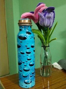 Blue Water Bottle with Bubble Design