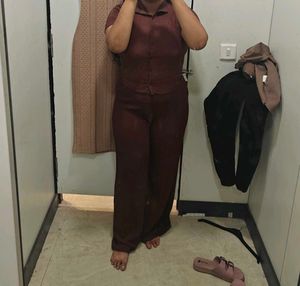 Brown Ribbed Co-ord Set
