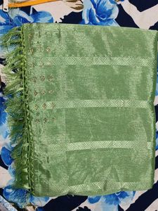Elegant Green Saree with Embellishments