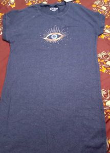 XS size Navy Evil Eye T-Shirt Dress long tshirt