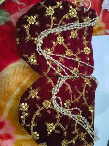 Embroidered Maroon Potli Bag