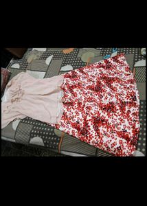 Floral Print frilled top and skirt korean imported