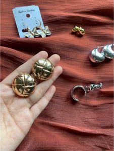 Chunky Gold Textured Button Earrings