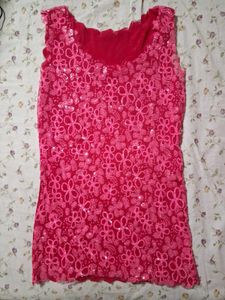 Y2K Pink Sequined Top