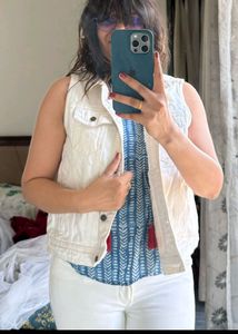 White Denim Vest