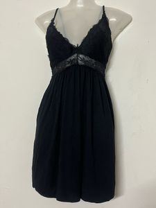 Pintresty Black Lace Trim Nightgown