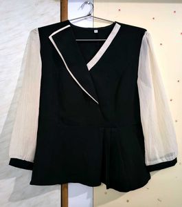 Fancy B&W Peplum Top ♠️