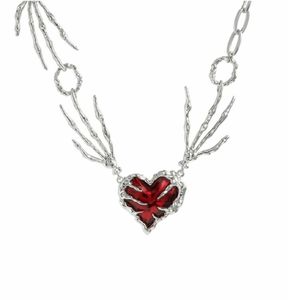 Gothic Skeleton Hand Heart Necklace