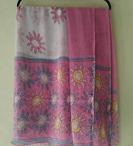 Pink & White printed Floral Dupatta