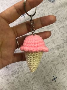 Cute Crochet Ice Cream Keychain