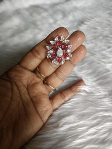 Stunning Red &amp; White Crystal Flower Earrings