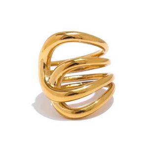 18k Gold chunky anti-tarnish Statement Rin