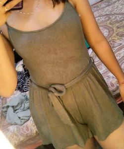 Olive Green Ribbed Romper jumpsuit
