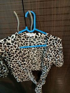 Animal print wrap top