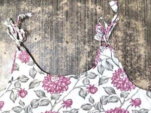 Cotton Strappy Kurti - Pink Floral- Straps