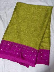 Beautiful Green &amp; Pink Saree