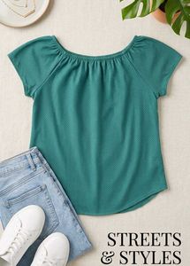 Chic Off-Shoulder Emerald Green Top