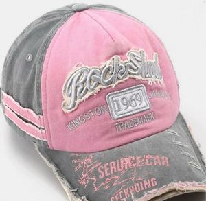 Distressed Pink &amp; Grey Baseball Cap