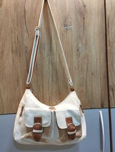 Stylish Cream & Brown Hobo Bag✨