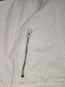 White Denim Moto Vest