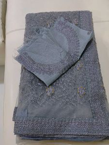 Beautiful Grey Colour NET SAREE