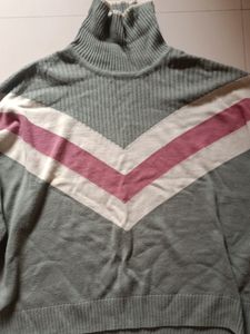 Chevron Turtleneck Knit Sweater