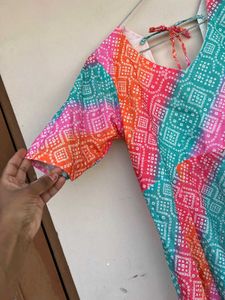 Colorful Bandhani Print Kurta Set