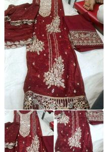 Embellished Maroon Kurta Set