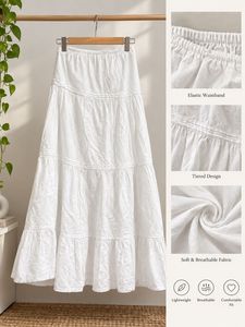 White Tiered Maxi Skirt