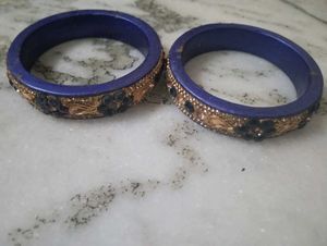Sparkling Blue &amp; Gold Bangles